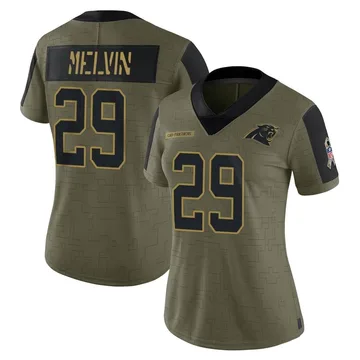 Women's Nike Carolina Panthers Rashaan Melvin Olive 2021 Salute To Service Jersey - Limited