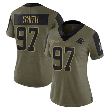 Women's Nike Carolina Panthers T.J. Smith Olive 2021 Salute To Service Jersey - Limited