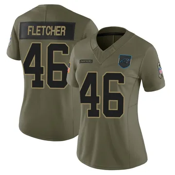 Women's Nike Carolina Panthers Thomas Fletcher Olive 2025 Salute to Service Jersey - Limited