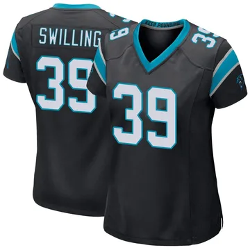 Women's Nike Carolina Panthers Tre Swilling Black Team Color Jersey - Game