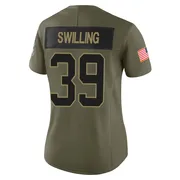 Women's Nike Carolina Panthers Tre Swilling Olive 2025 Salute to Service Jersey - Limited