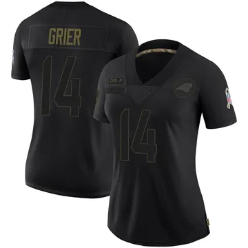Women's Nike Carolina Panthers Will Grier Black 2020 Salute To Service Jersey - Limited