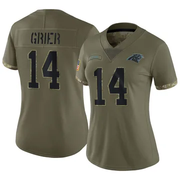 Women's Nike Carolina Panthers Will Grier Olive 2022 Salute To Service Jersey - Limited