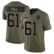 Youth Nike Carolina Panthers Aaron Hall Olive 2025 Salute to Service Jersey - Limited