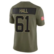 Youth Nike Carolina Panthers Aaron Hall Olive 2025 Salute to Service Jersey - Limited