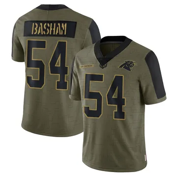 Youth Nike Carolina Panthers Boogie Basham Olive 2021 Salute To Service Jersey - Limited