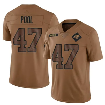 Youth Nike Carolina Panthers Bumper Pool Brown 2023 Salute To Service Jersey - Limited