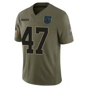 Youth Nike Carolina Panthers Bumper Pool Olive 2025 Salute to Service Jersey - Limited