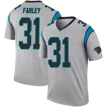 Youth Nike Carolina Panthers Caleb Farley Inverted Silver Jersey - Legend