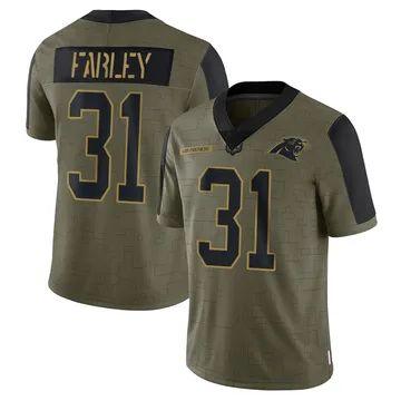 Youth Nike Carolina Panthers Caleb Farley Olive 2021 Salute To Service Jersey - Limited