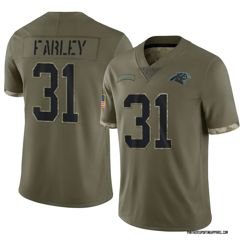 Youth Nike Carolina Panthers Caleb Farley Olive 2022 Salute To Service Jersey - Limited