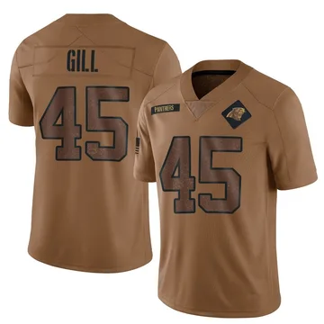 Youth Nike Carolina Panthers Cam Gill Brown 2023 Salute To Service Jersey - Limited