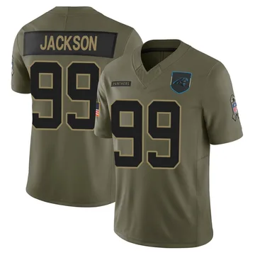 Youth Nike Carolina Panthers Cam Jackson Olive 2025 Salute to Service Jersey - Limited