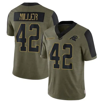 Youth Nike Carolina Panthers Cam Miller Olive 2021 Salute To Service Jersey - Limited