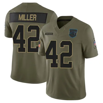 Youth Nike Carolina Panthers Cam Miller Olive 2025 Salute to Service Jersey - Limited