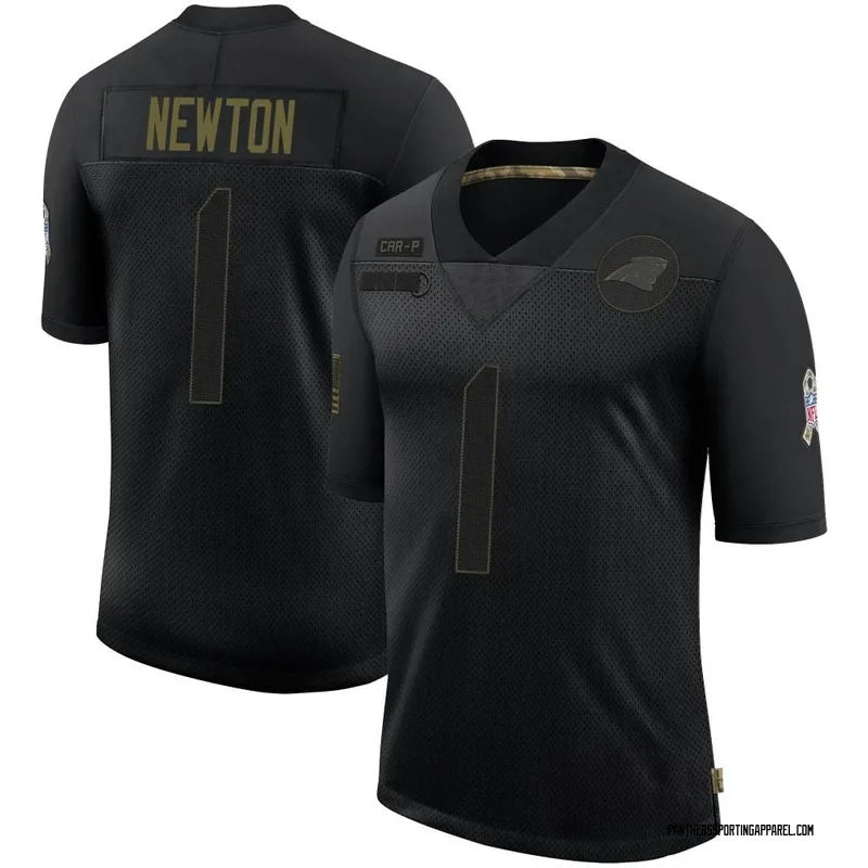 Youth Nike Carolina Panthers Cam Newton Black 2020 Salute To Service Jersey - Limited