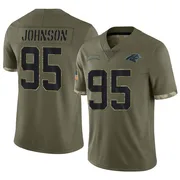 Youth Nike Carolina Panthers Charles Johnson Olive 2022 Salute To Service Jersey - Limited