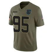 Youth Nike Carolina Panthers Charles Johnson Olive 2025 Salute to Service Jersey - Limited