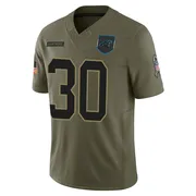 Youth Nike Carolina Panthers Chuba Hubbard Olive 2025 Salute to Service Jersey - Limited