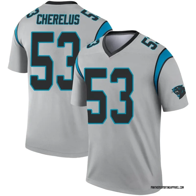 Youth Nike Carolina Panthers Claudin Cherelus Inverted Silver Jersey - Legend