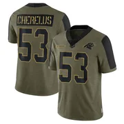 Youth Nike Carolina Panthers Claudin Cherelus Olive 2021 Salute To Service Jersey - Limited