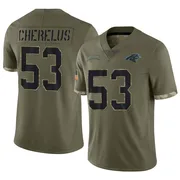 Youth Nike Carolina Panthers Claudin Cherelus Olive 2022 Salute To Service Jersey - Limited