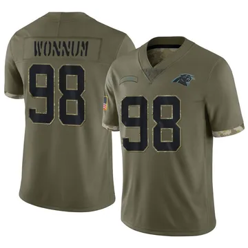 Youth Nike Carolina Panthers D.J. Wonnum Olive 2022 Salute To Service Jersey - Limited