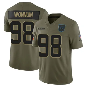 Youth Nike Carolina Panthers D.J. Wonnum Olive 2025 Salute to Service Jersey - Limited