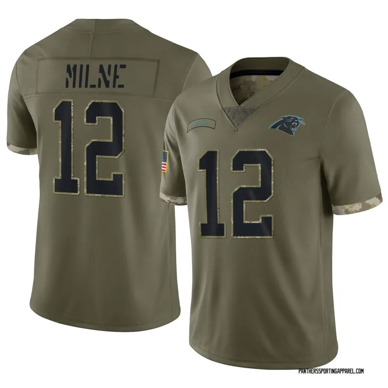 Youth Nike Carolina Panthers Dax Milne Olive 2022 Salute To Service Jersey - Limited