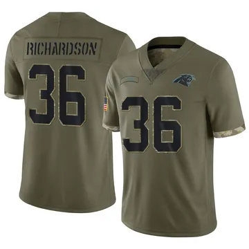 Youth Nike Carolina Panthers Demani Richardson Olive 2022 Salute To Service Jersey - Limited