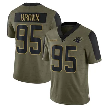 Youth Nike Carolina Panthers Derrick Brown Olive 2021 Salute To Service Jersey - Limited