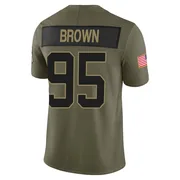 Youth Nike Carolina Panthers Derrick Brown Olive 2025 Salute to Service Jersey - Limited