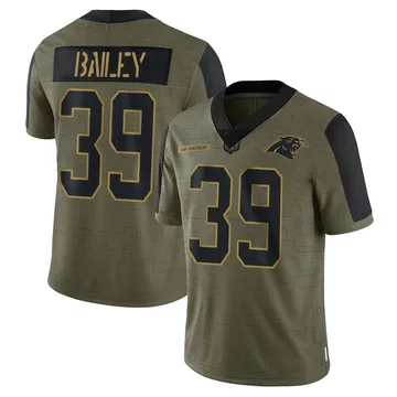 Youth Nike Carolina Panthers Emani Bailey Olive 2021 Salute To Service Jersey - Limited