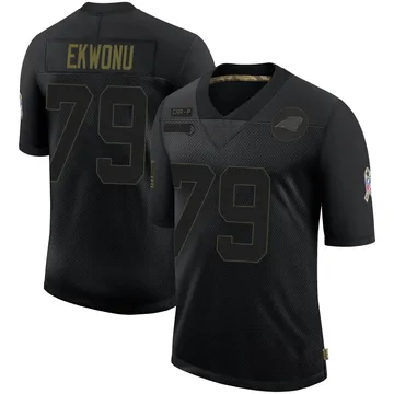 Youth Nike Carolina Panthers Ikem Ekwonu Black 2020 Salute To Service Jersey - Limited