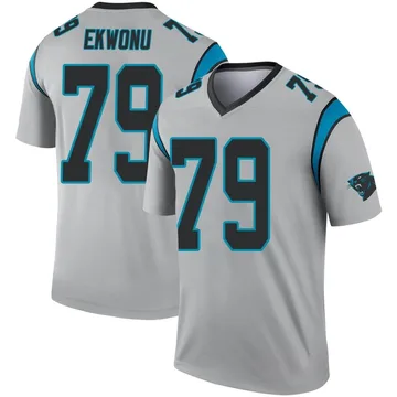 Youth Nike Carolina Panthers Ikem Ekwonu Inverted Silver Jersey - Legend