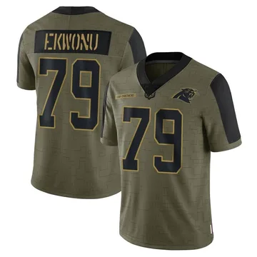 Youth Nike Carolina Panthers Ikem Ekwonu Olive 2021 Salute To Service Jersey - Limited