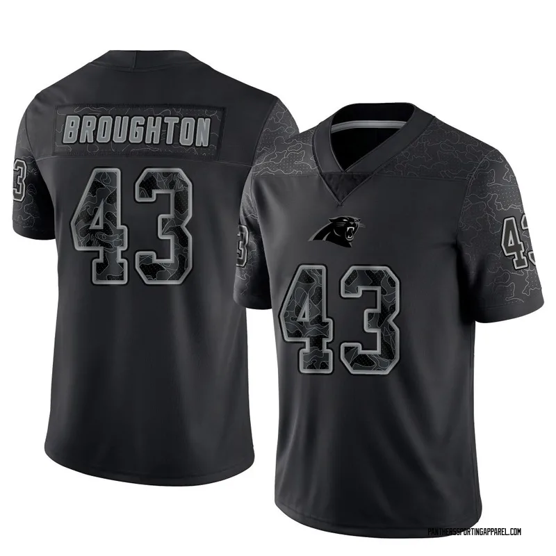 Youth Nike Carolina Panthers JaTravis Broughton Black Reflective Jersey - Limited
