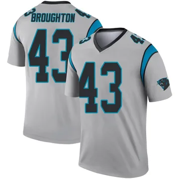 Youth Nike Carolina Panthers JaTravis Broughton Inverted Silver Jersey - Legend