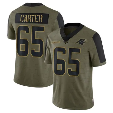 Youth Nike Carolina Panthers Ja'Tyre Carter Olive 2021 Salute To Service Jersey - Limited