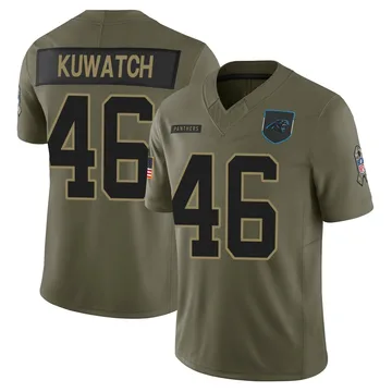 Youth Nike Carolina Panthers Jackson Kuwatch Olive 2025 Salute to Service Jersey - Limited