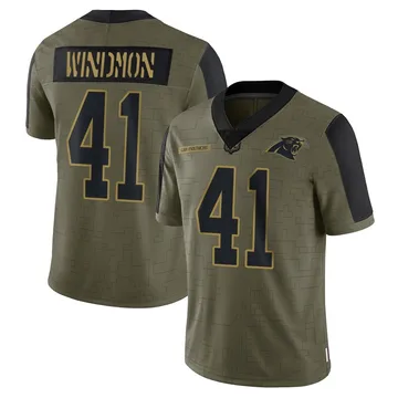 Youth Nike Carolina Panthers Jacoby Windmon Olive 2021 Salute To Service Jersey - Limited