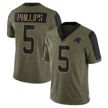 Youth Nike Carolina Panthers Jaelan Phillips Olive 2021 Salute To Service Jersey - Limited