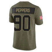 Youth Nike Carolina Panthers Julius Peppers Olive 2025 Salute to Service Jersey - Limited