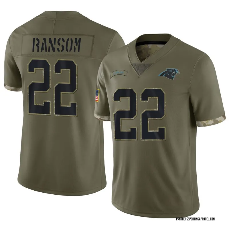 Youth Nike Carolina Panthers Lathan Ransom Olive 2022 Salute To Service Jersey - Limited