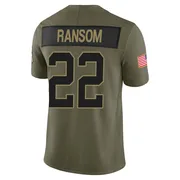 Youth Nike Carolina Panthers Lathan Ransom Olive 2025 Salute to Service Jersey - Limited