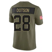 Youth Nike Carolina Panthers Mello Dotson Olive 2025 Salute to Service Jersey - Limited