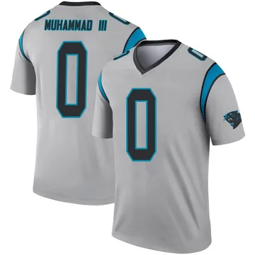 Youth Nike Carolina Panthers Moose Muhammad III Inverted Silver Jersey - Legend