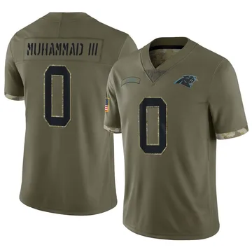 Youth Nike Carolina Panthers Moose Muhammad III Olive 2022 Salute To Service Jersey - Limited
