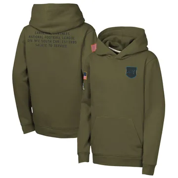 Youth Nike Carolina Panthers Olive 2025 Salute to Service Club Fleece Hoodie