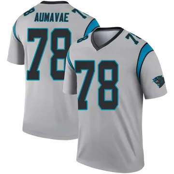 Youth Nike Carolina Panthers Popo Aumavae Inverted Silver Jersey - Legend